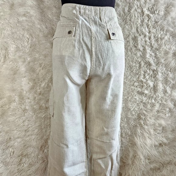 Michael Kors Woman's Cream 100% Linen Cargo Paints Size 14 - Picture 2 of 10